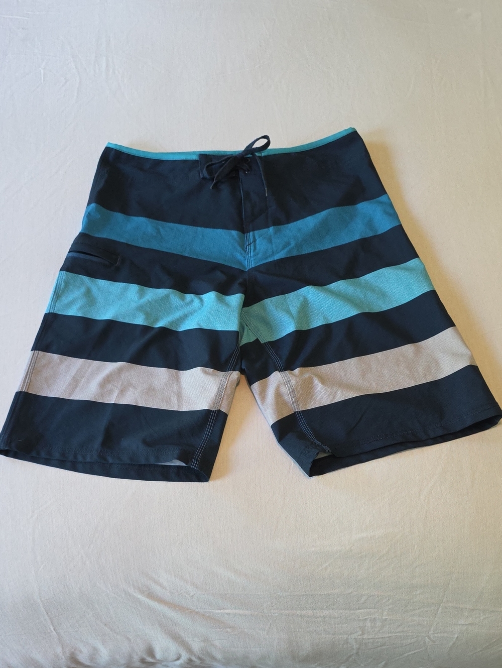 Men's Blue Striped Burnside Swim Trunks